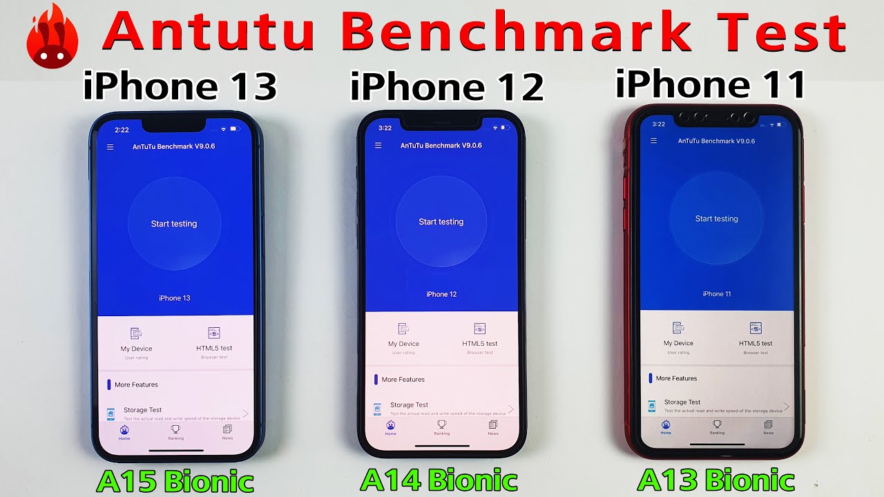 iPhone 13 vs iPhone 12 vs iPhone 11 Antutu Benchmark Test - A15 Bionic