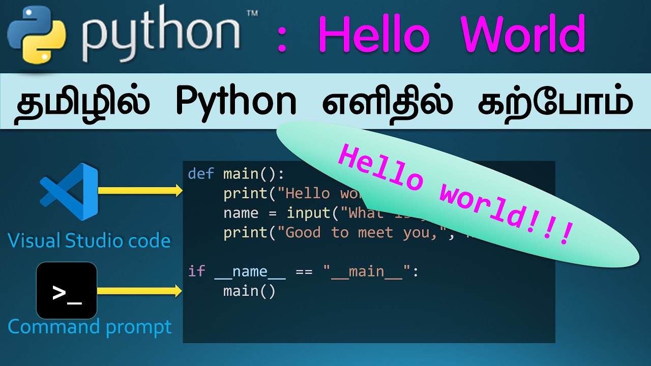 Learn Python in Tamil | எளிய முறையில் Python கற்போம் | Hello World-ஐ ...