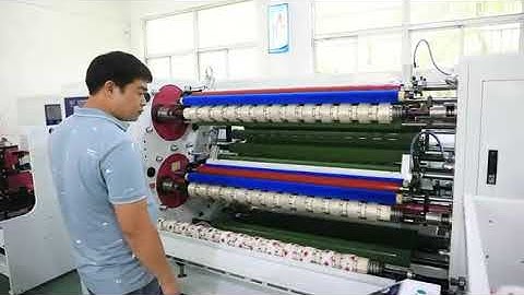 Semi automatic 600 bopp tape slitting rewinding machine connect with auto core loader