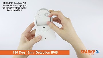 ENSA-PS1 | Outdoor PIR Sensor Motion/Daylight/On-Timer 180 Deg 12mtr Detection IP65