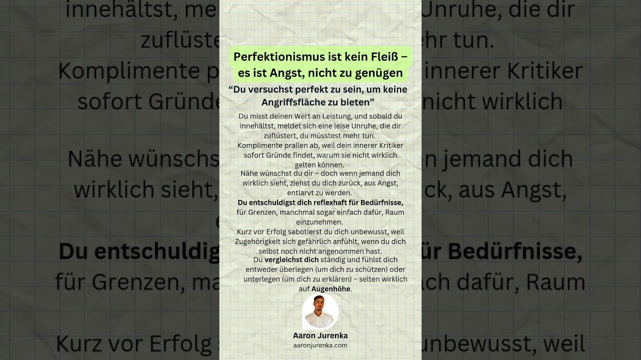 Perfektion kommt nicht von der Seele 