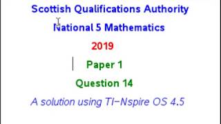 2019 SQA N5 Maths P1 Q14
