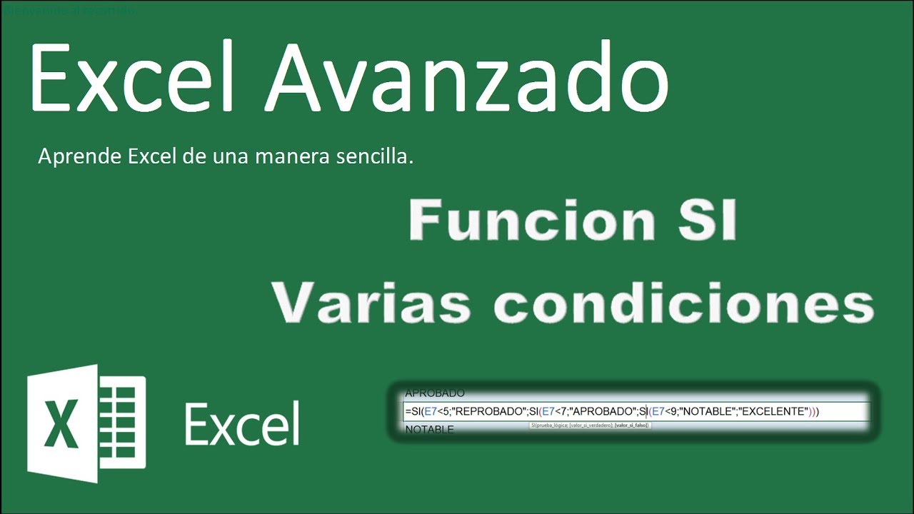 Excel Avanzado - Función SI con varias condiciones - YouTube