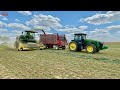 MOWING HARVESTING BAGGING Alfalfa with Big JOHN DEERE Tractors