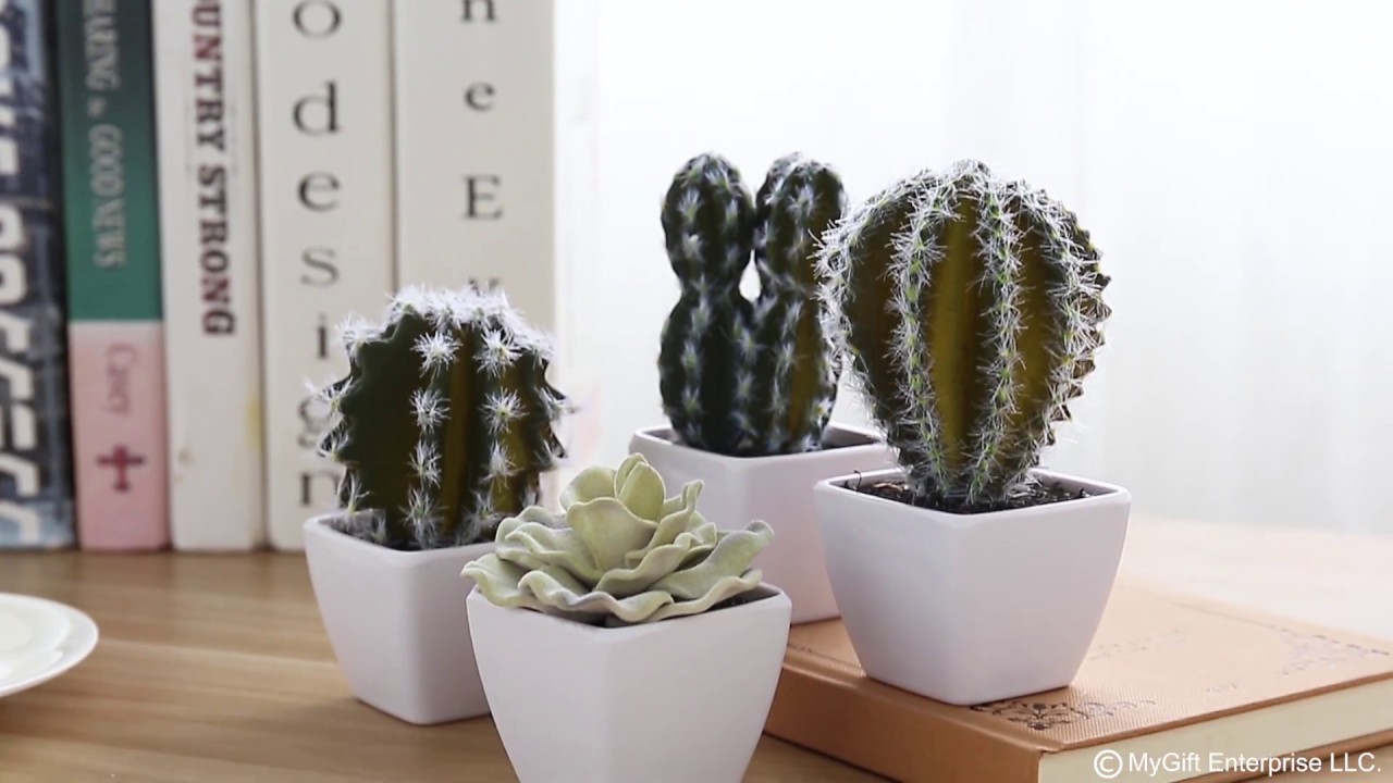 5-Inch Mini Assorted Artificial Cactus Plants, Faux Cacti Assortment in