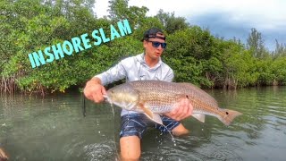 INSHORE SLAM! Indian River Lagoon! Giant Redfish caught!