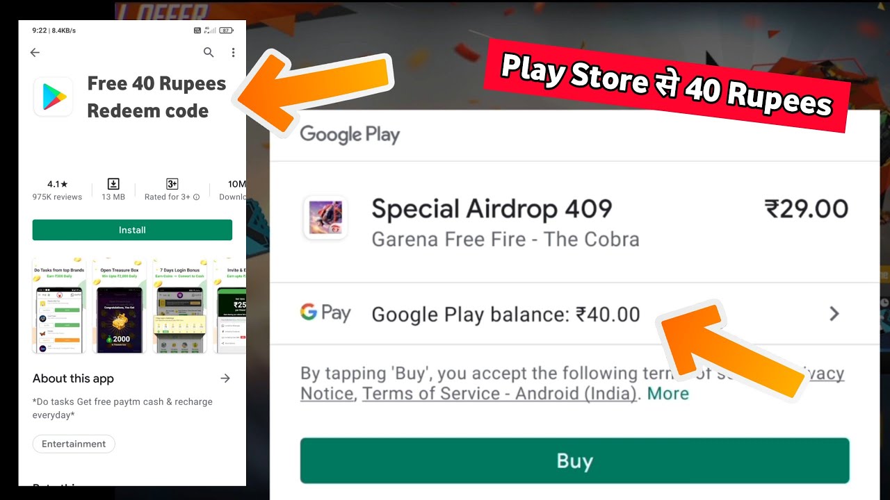 How To Redeem 40rs Google Play Credit To Buy Free Diamond In Free Fire 