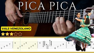 Video thumbnail of "PICA PICA VALS 🎸 (La Partida/Quiero Ser Tu Sombra) | Guitar TABS Tutorial |"
