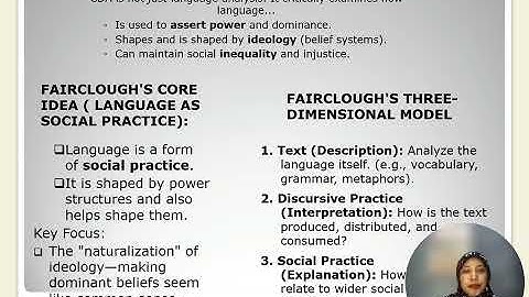 Critical Discourse Analysis (CDA): Faricloguh and Van Dijk ; language, power and ideology