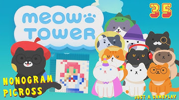 Meow Tower: Nonogram (Picross) #35 What is Thinking Cat thinking about? 🤔