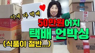 Package unboxing worth 500,000 KRW (Food is half of them...) [Korea grandma]