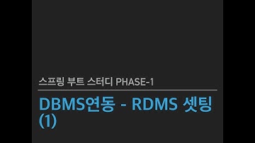 스프링 부트 스터디 Phase1 - DBMS 연동 - RDBMS 셋팅1