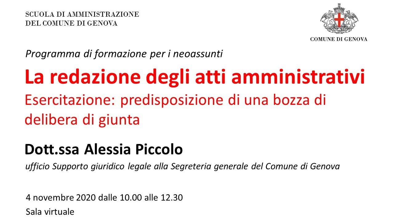 Predisposizione di una delibera di giunta