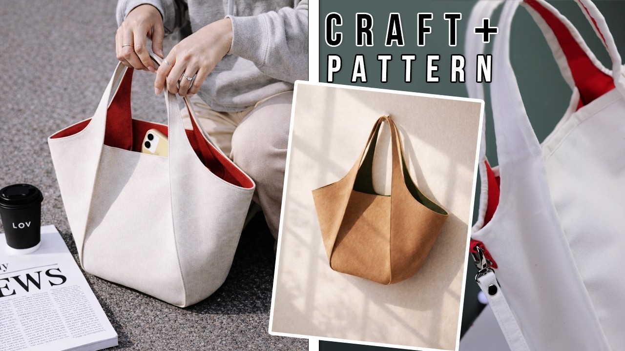 🌿DIY ECO Lotus Tote Bag NO ZIPPER, No Hassle! ✨ Easy Beginner Tutorial + Pattern 📥
