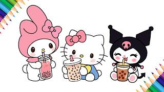 How to draw Kuromi, My Melody and Hello Kitty from Sanrio | Easy Drawing