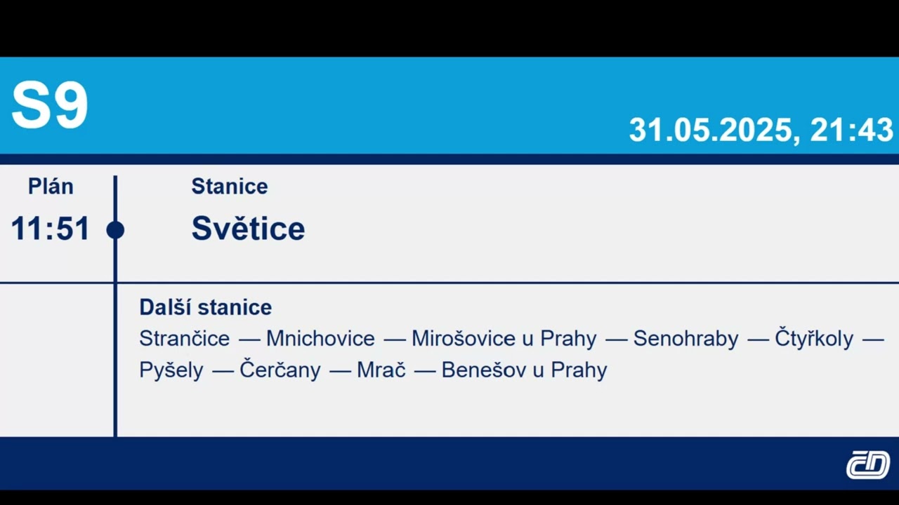 Hlášení vlaku linky S9
