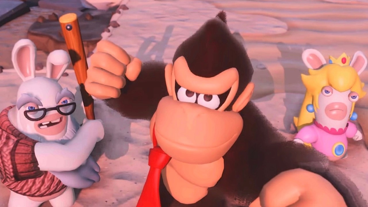 Mega Rabbid Donkey Kong, Rabbid Peach & Cranky Final Battle with Mega Rabbid Kong ...