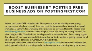 Boost Business by Posting Free Business Ads on PostingFirst com