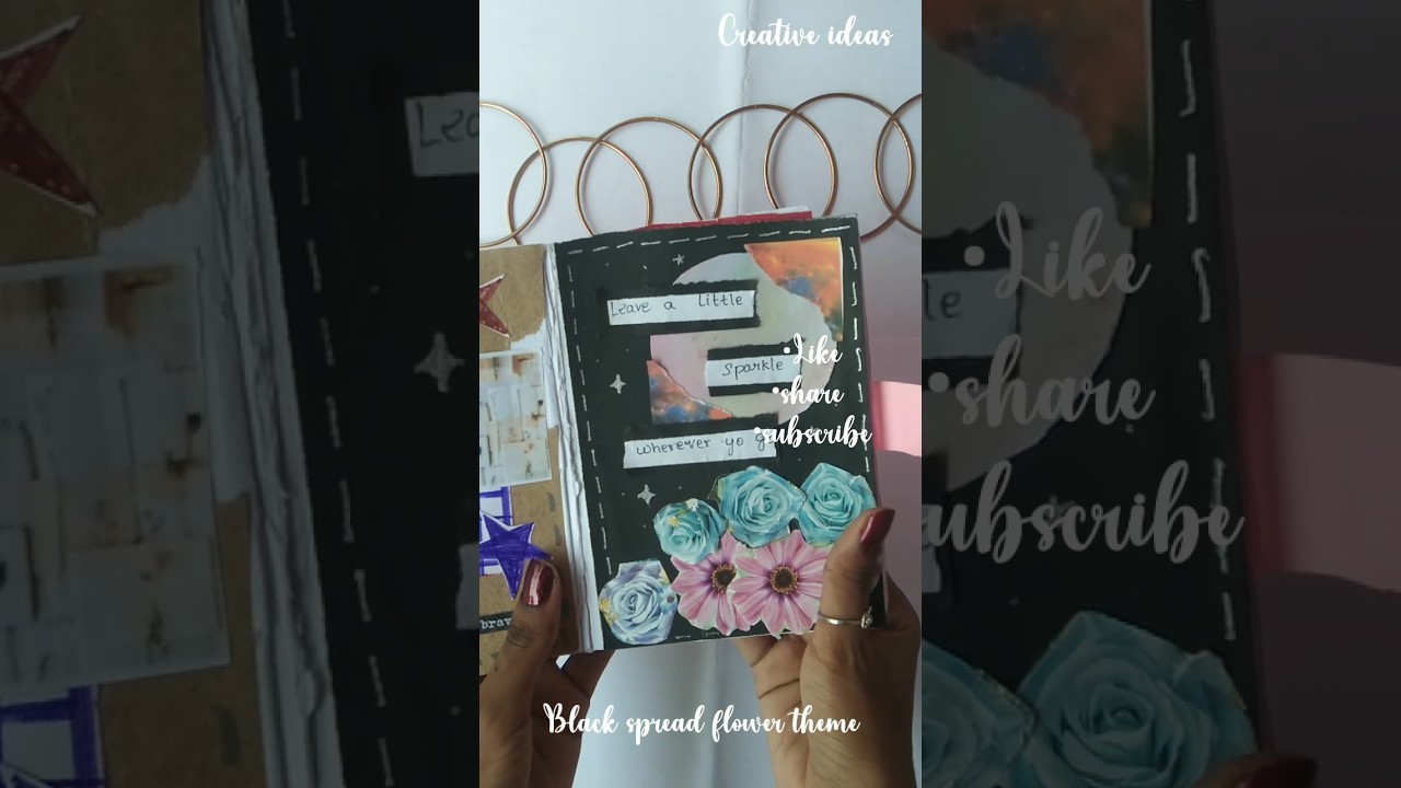 BLACK SPREAD FLOWER JOURNAL 🌺💕/creative ideas