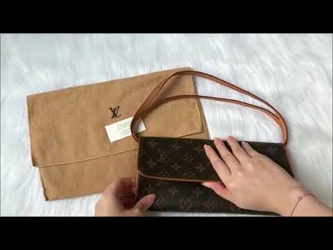 LOUIS VUITTON POCHETTE TWIN GM MONOGRAM CANVAS SHOULDER BAG BROWN-CC572 