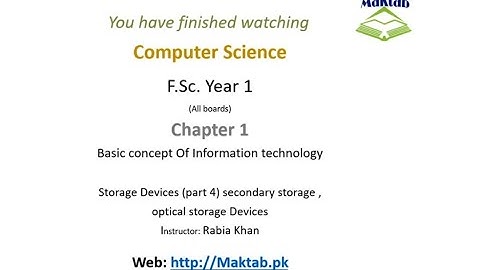 FSc Computer Science Book 1, CH 1, LEC 16 : Storage Devices ( Part 4) Optical Storage Types