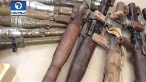 Army Displays Weapon Recovered In Boko Haram Camp