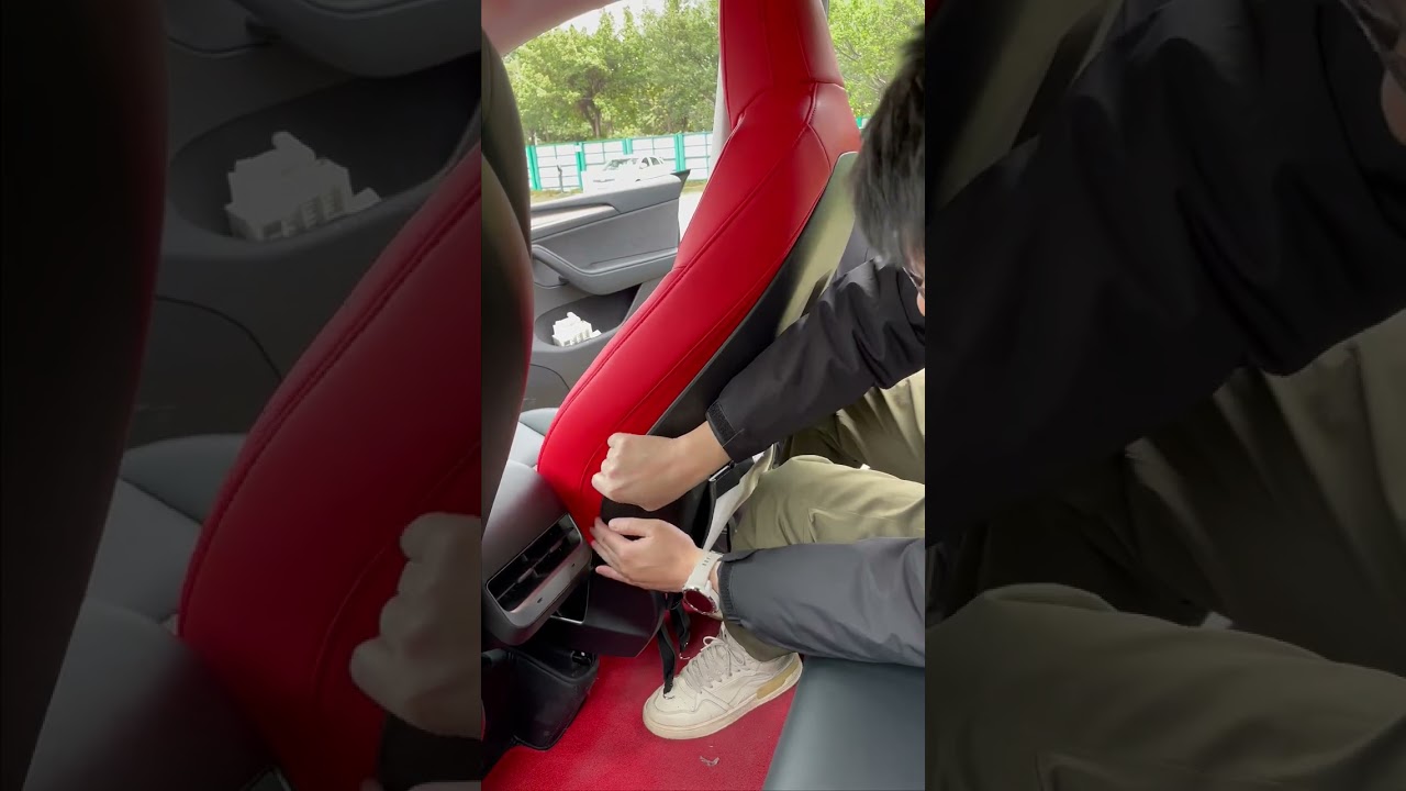All Red Tesla Custom Seat Covers Front Seat Installation 