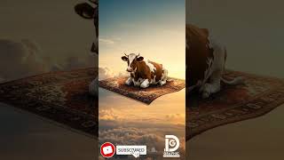 🌥️✨ Just a cow taking a magical carpet ride through the clouds! 🐄🕌 #MagicCarpet #CowAdventures