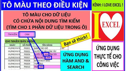 TÔ MÀU CHO DỮ LIỆU CÓ CHỨA NỘI DUNG TÌM KIẾM - ỨNG DỤNG HÀM AND VÀ SEARCH (ILOVEEXCEL!)