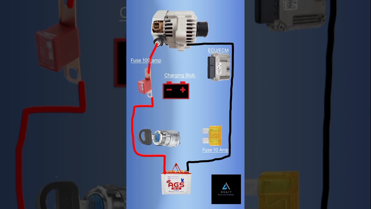Car and any Vehicle four wire IC alternator connection diagram | Car charging circuit diagram