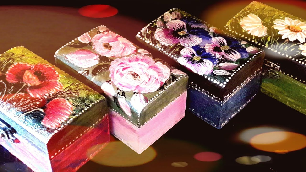 Painting TutorialFlowersJewerly Wood BoxDIY Ideea YouTube