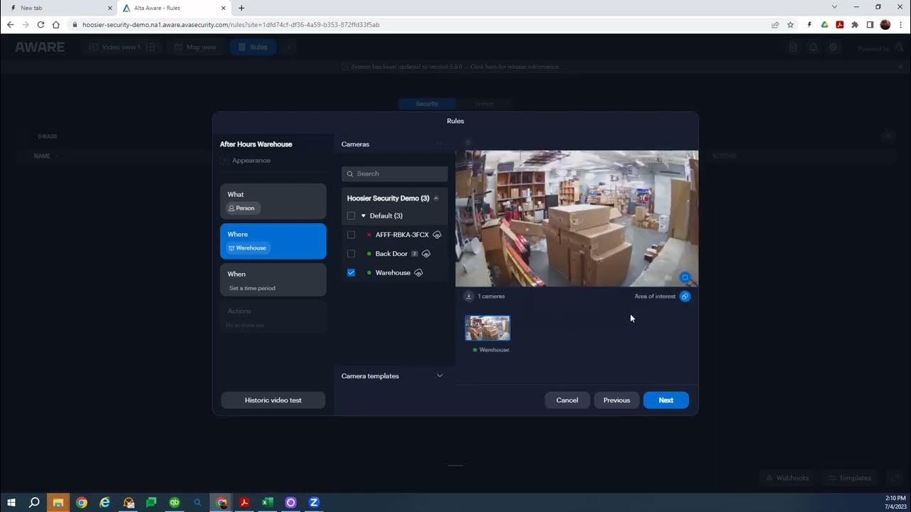 Avigilon Alta Demo Triggering an email on human detection video