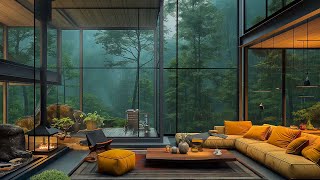 Cozy Living Room Space  - Jazz Music Rain & Sound and Fireplace Soothing for, Deep Sleep Relaxation