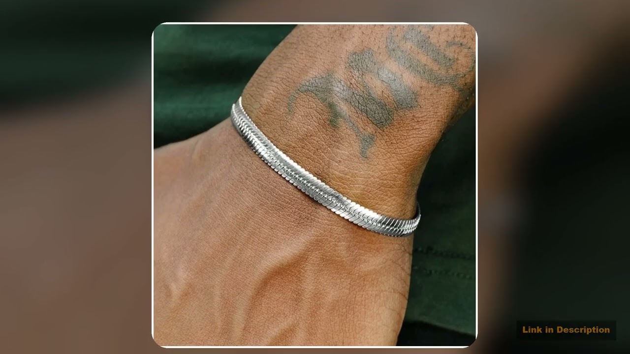 3mm Silver Color Stainless Steel Flat Chain Bracelet Simple Bracelet For Men Retro Jewelry Trendy