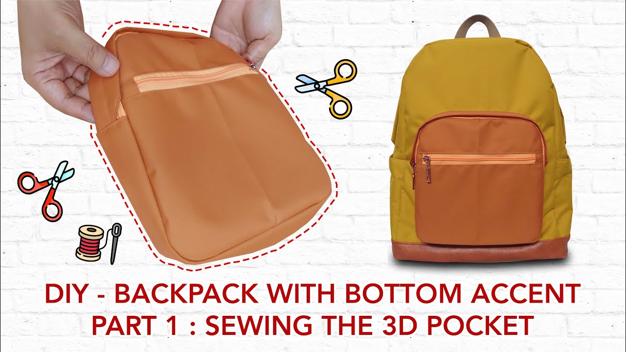 DIY - BACKPACK'S 3D POCKET - Tutorial menjahit kantong ransel dengan penutup resleting