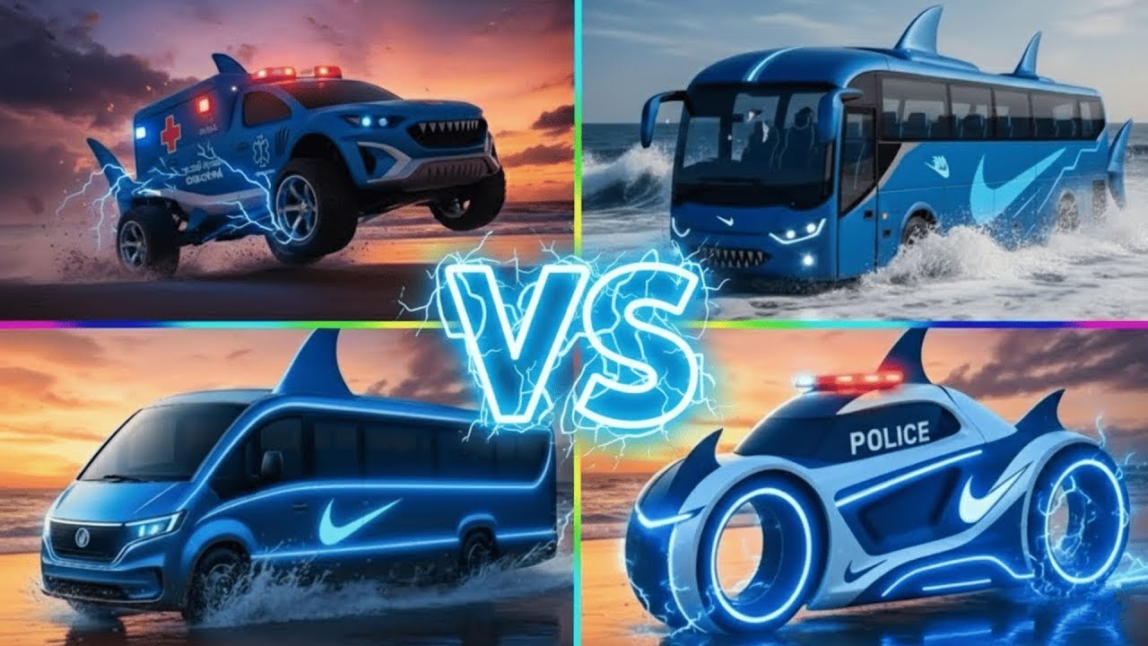 POLICE CAR 🆚SHARK BUS 🆚 AMBULANCE 🆚 BRAINROT🔥 - Tiles Hop EDM Tush!