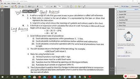 Class 7th Ch-2 (Formulas, Functions & Charts in Excel) Q/Ans. Revision