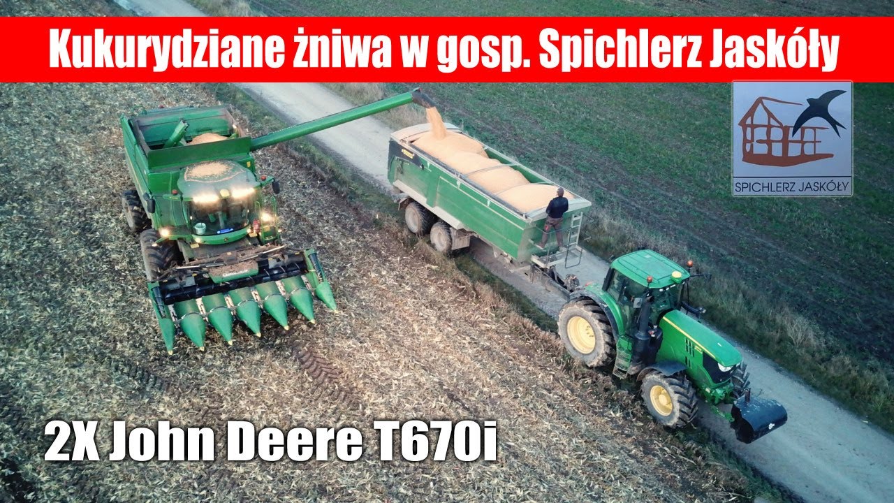 maxresdefault 2x John Deere T670i – kukurydziane żniwa w Spichlerzu Jaskóły