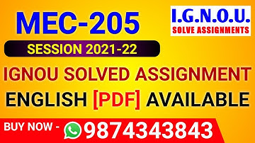 MEC-205 Solved Assignment 2021-22 in English, MEC 205 Solved Assignment 2022, MEC-205 Assignment