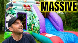 Jungle Bouncy Castle With Slide Inflating #bouncy #bouncyhouse #fun #bouncehouse #jungle