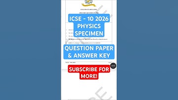 ICSE 10 Physics Specimen Paper 2026 Answer Key #icse2026 #icsephysics #icsespecimen #icseclass10