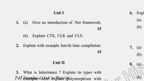 2017 MCA 5th Sem  Net Framework with  C# Question Paper