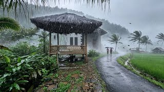 Hujan deras di pedesaan Indonesia || sempurna untuk tidur nyenyak