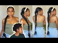 Beginner Friendly: How to do a Long Sleek Curly Braid Ponytail On Short 4C Natural Hair!!!|Mona B.