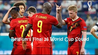 Belgium's Official Squad FIFA World Cup Qatar 2022