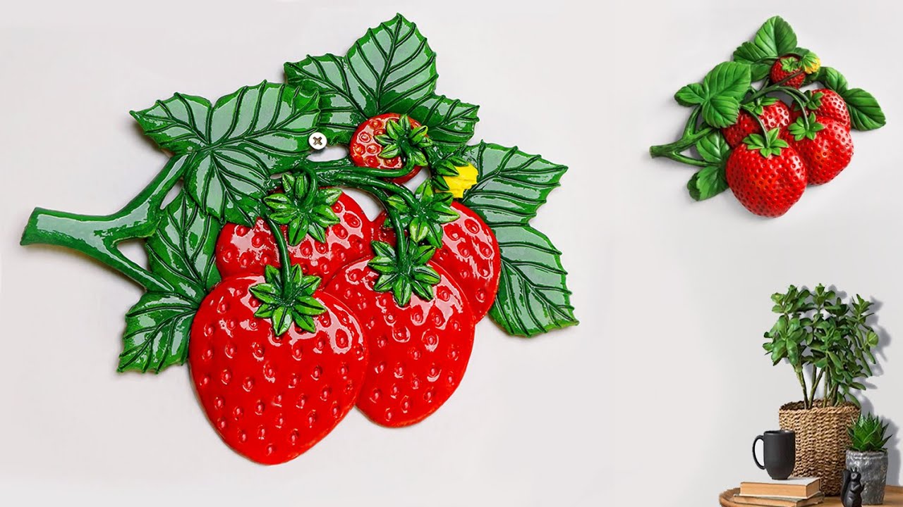 Strawberry wall hanging || Clay hanging making at home || Decorative For Home Decor