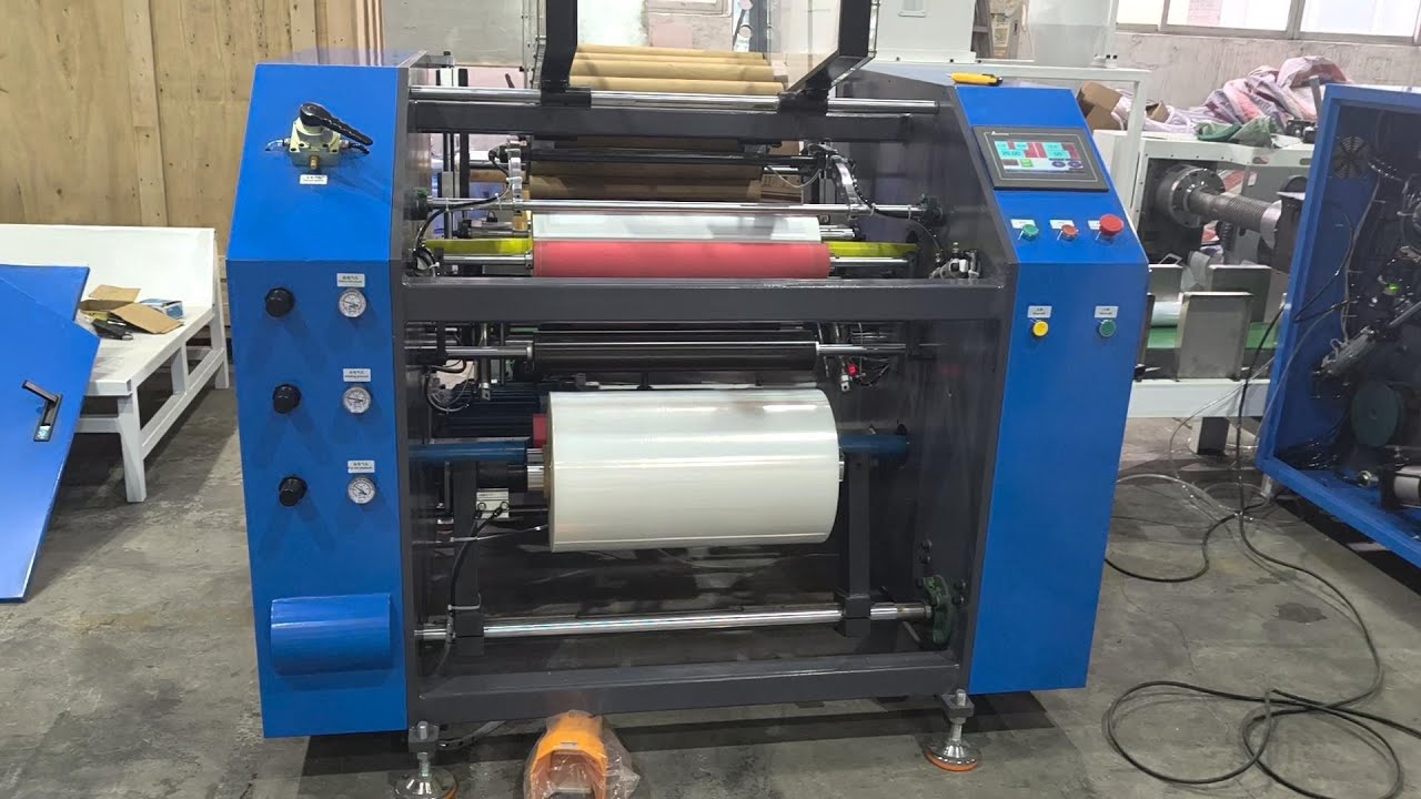 With Conveyor Belt Full Automatic Stretch Film Rewinder Machine,PE PVC Stretch Film Rewinder Machine