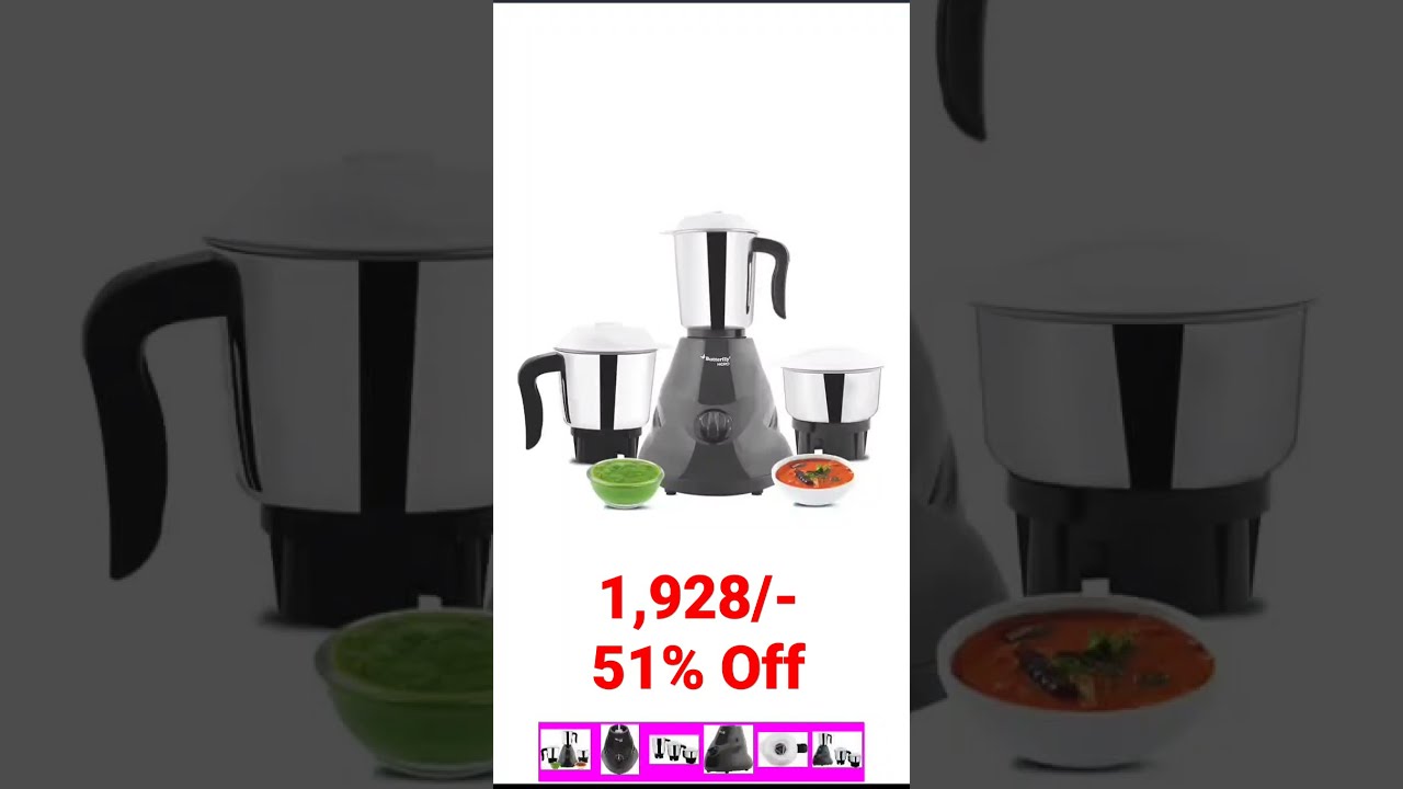 Butterfly Hero Mixer Grinder, 500W, 3 Jars (Grey