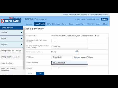 How to add Beneficiary for fund transfer  in HDFC Netbanking | HDFC Bank add Beneficiary process ?