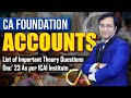CA FOUNDATION DEC 23 | LIST OF MOST IMPORTANT THEORY QUESTIONS IN ACCOUNTS WITH ANSWERS As per ICAI